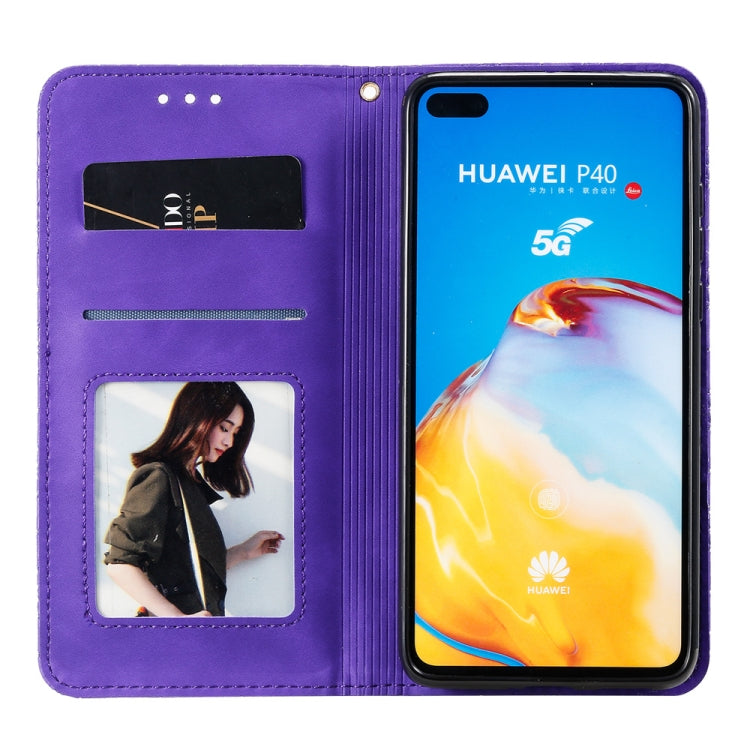 For Huawei P40 Lucky Flowers Embossing Pattern Magnetic Horizontal Flip Leather Case with Holder & Card Slots