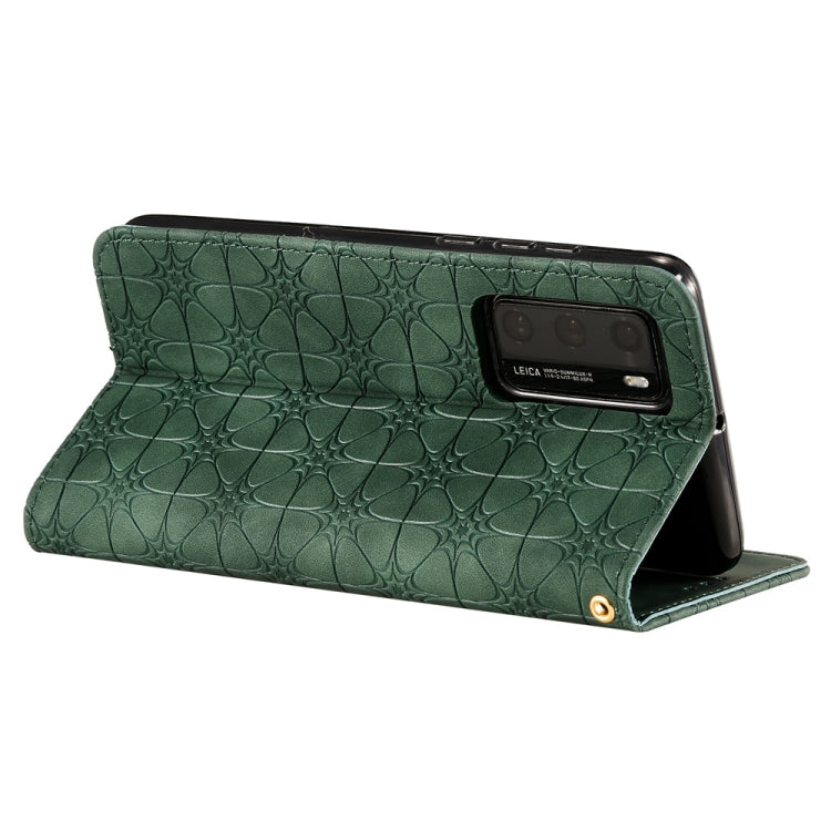 For Huawei P40 Lucky Flowers Embossing Pattern Magnetic Horizontal Flip Leather Case with Holder & Card Slots