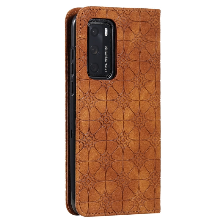 For Huawei P40 Lucky Flowers Embossing Pattern Magnetic Horizontal Flip Leather Case with Holder & Card Slots