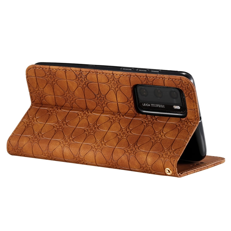 For Huawei P40 Lucky Flowers Embossing Pattern Magnetic Horizontal Flip Leather Case with Holder & Card Slots