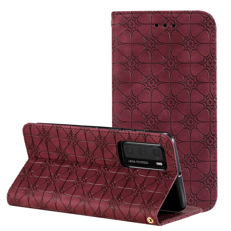 For Huawei P40 Lucky Flowers Embossing Pattern Magnetic Horizontal Flip Leather Case with Holder & Card Slots