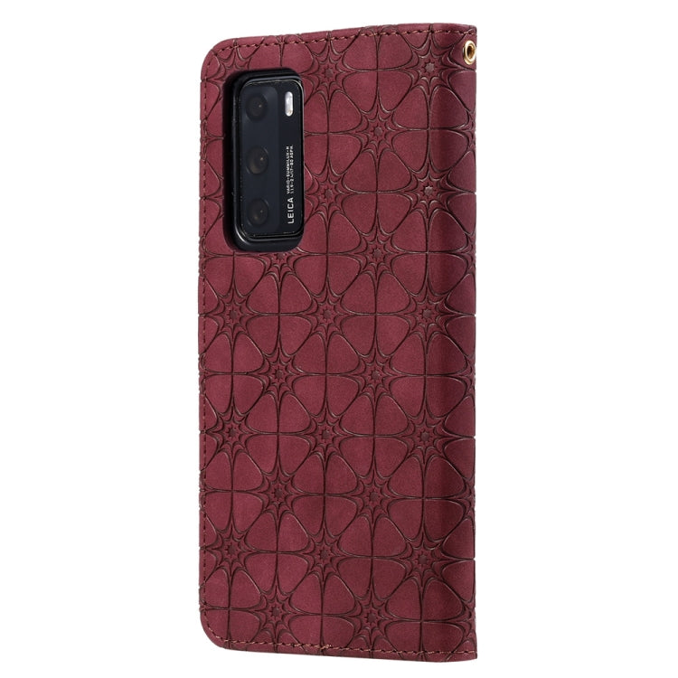 For Huawei P40 Lucky Flowers Embossing Pattern Magnetic Horizontal Flip Leather Case with Holder & Card Slots