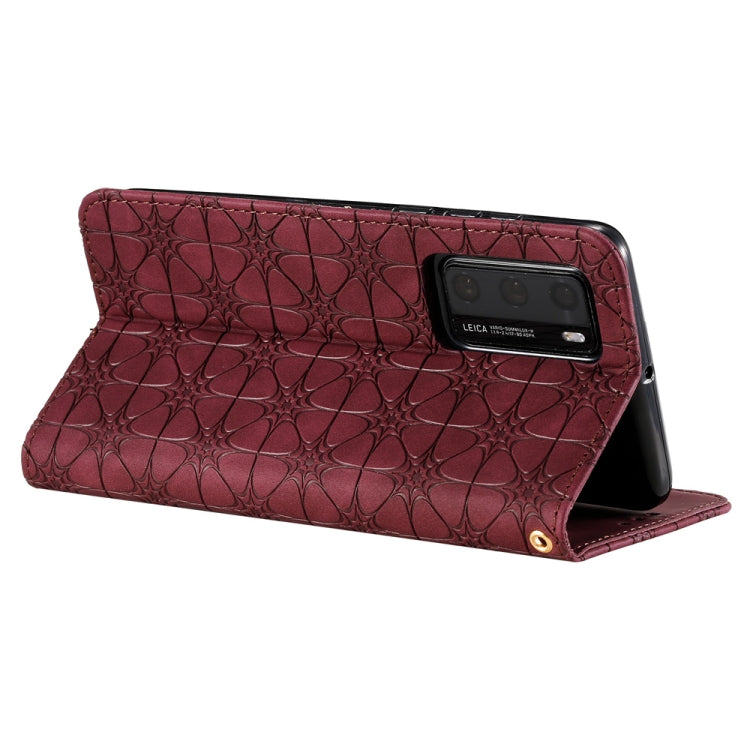 For Huawei P40 Lucky Flowers Embossing Pattern Magnetic Horizontal Flip Leather Case with Holder & Card Slots