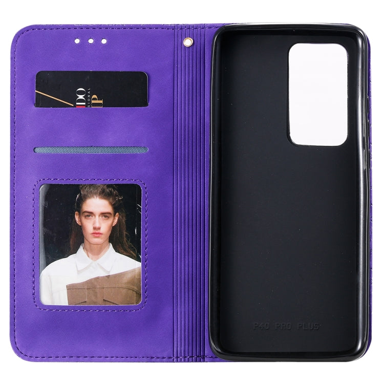 For Huawei P40 Pro+ Lucky Flowers Embossing Pattern Magnetic Horizontal Flip Leather Case with Holder & Card Slots