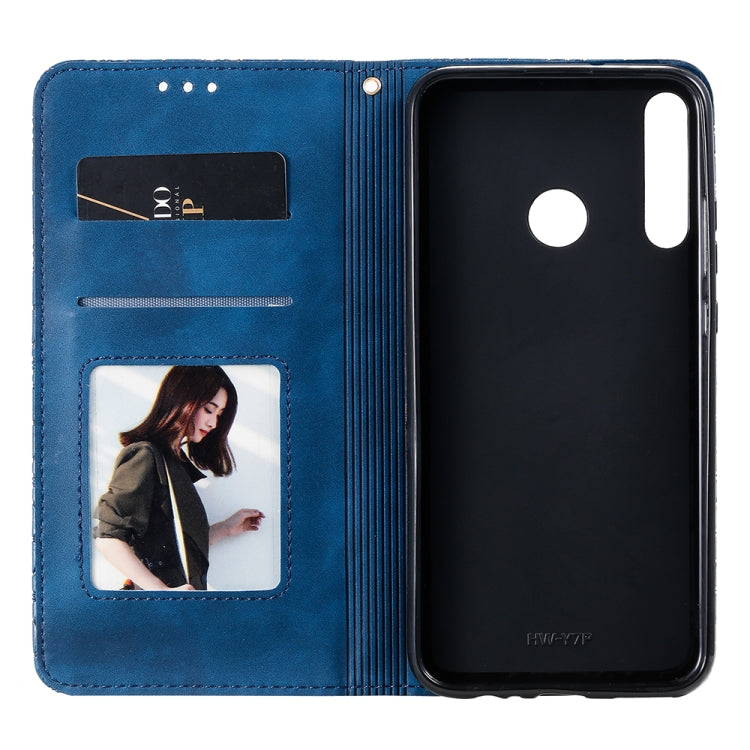 For Huawei P40 lite E / Y7p 2020 Lucky Flowers Embossing Pattern Magnetic Horizontal Flip Leather Case with Holder & Card Slots