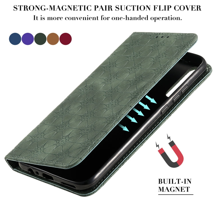 For Huawei P40 lite E / Y7p 2020 Lucky Flowers Embossing Pattern Magnetic Horizontal Flip Leather Case with Holder & Card Slots