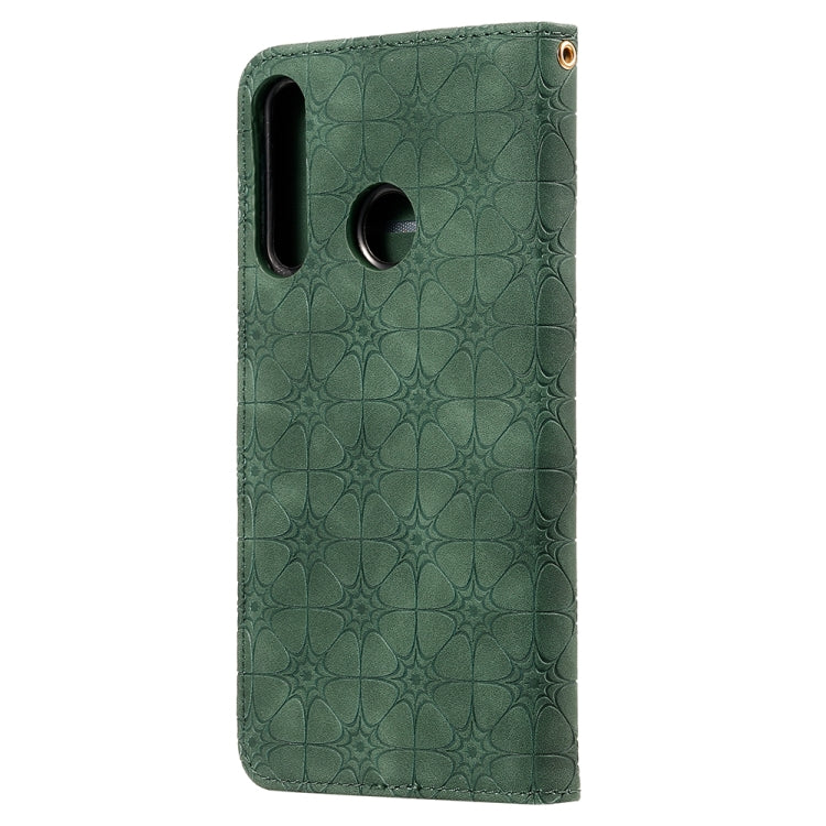For Huawei P40 lite E / Y7p 2020 Lucky Flowers Embossing Pattern Magnetic Horizontal Flip Leather Case with Holder & Card Slots