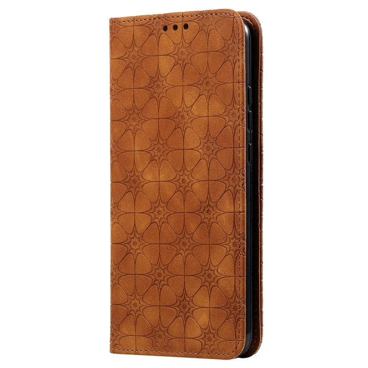 For Huawei P40 lite E / Y7p 2020 Lucky Flowers Embossing Pattern Magnetic Horizontal Flip Leather Case with Holder & Card Slots
