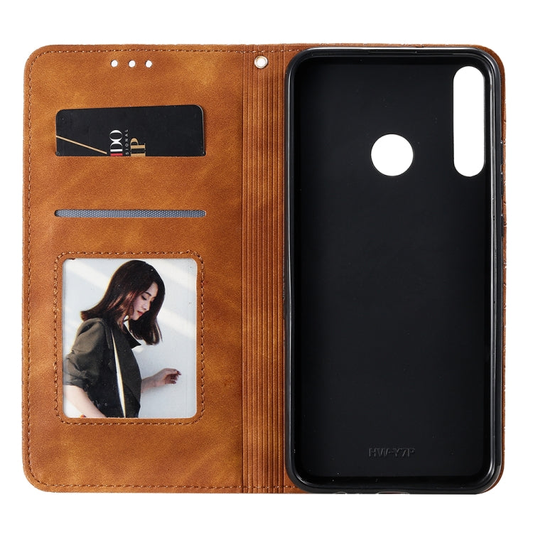 For Huawei P40 lite E / Y7p 2020 Lucky Flowers Embossing Pattern Magnetic Horizontal Flip Leather Case with Holder & Card Slots