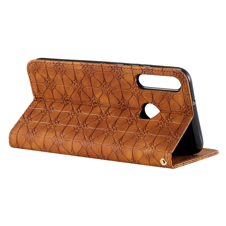 For Huawei P40 lite E / Y7p 2020 Lucky Flowers Embossing Pattern Magnetic Horizontal Flip Leather Case with Holder & Card Slots