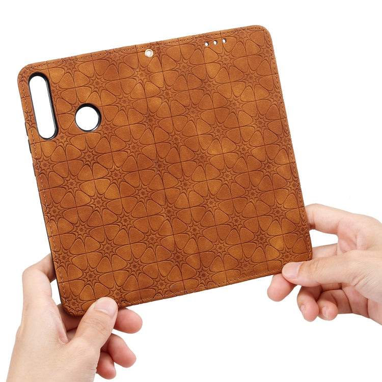 For Huawei P40 lite E / Y7p 2020 Lucky Flowers Embossing Pattern Magnetic Horizontal Flip Leather Case with Holder & Card Slots