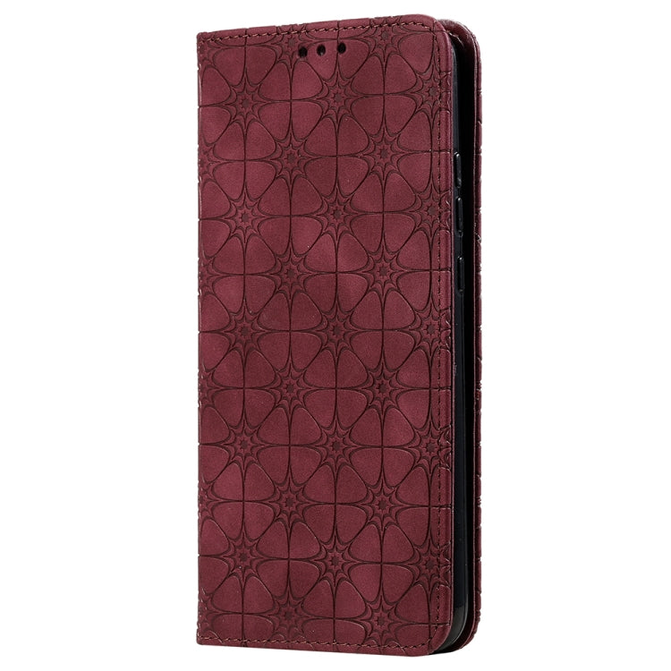 For Huawei P40 lite E / Y7p 2020 Lucky Flowers Embossing Pattern Magnetic Horizontal Flip Leather Case with Holder & Card Slots