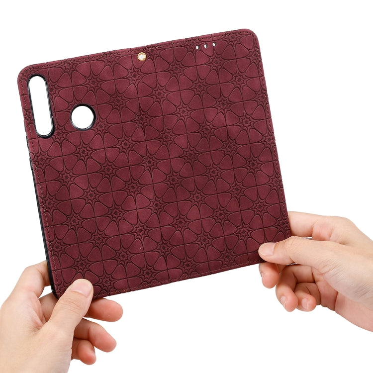 For Huawei P40 lite E / Y7p 2020 Lucky Flowers Embossing Pattern Magnetic Horizontal Flip Leather Case with Holder & Card Slots