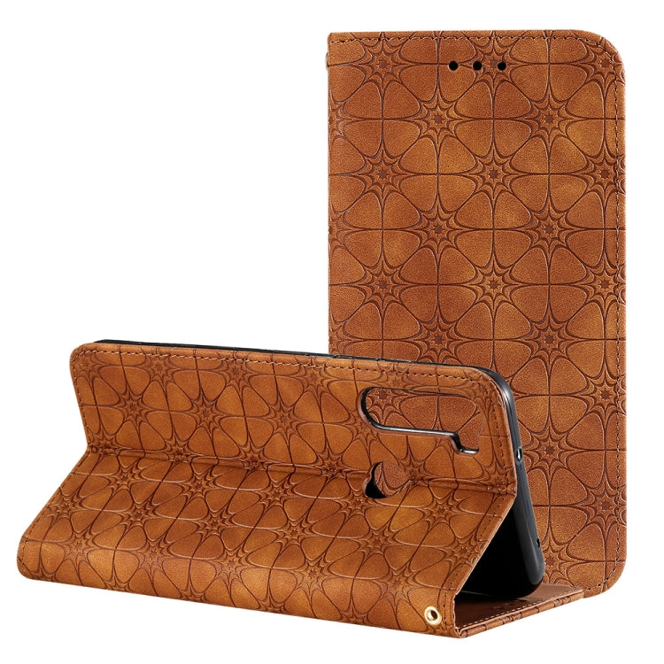 For Xiaomi Redmi Note 8T Lucky Flowers Embossing Pattern Magnetic Horizontal Flip Leather Case with Holder & Card Slots
