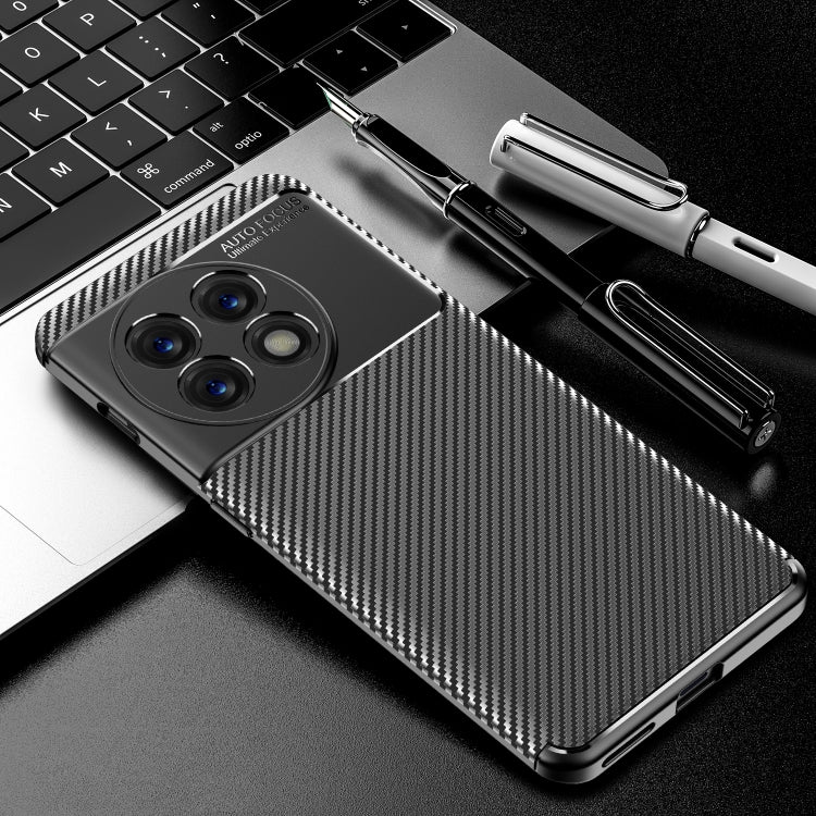 For OnePlus 11 5G Carbon Fiber Texture Shockproof TPU Phone Case(Black)
