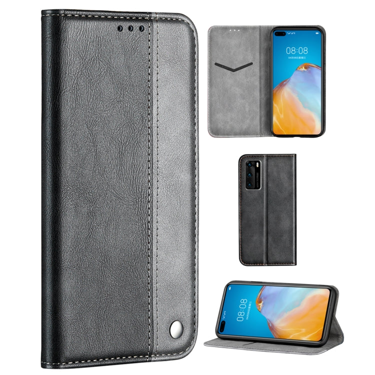 For Huawei P40 Business Solid Color Stitching Multifunctional Horizontal Flip Leather Case with Bracket & Card Slots