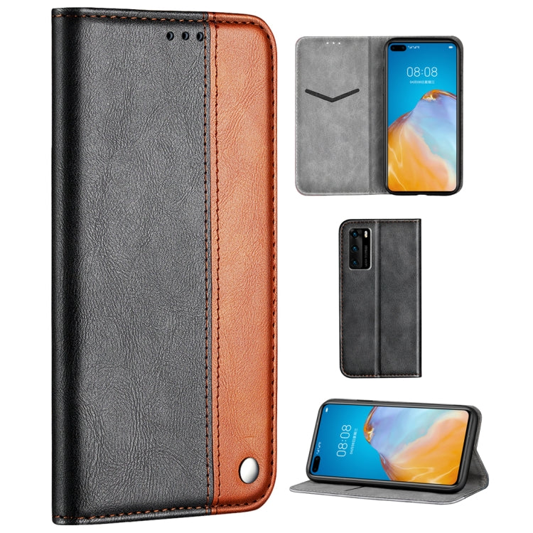 For Huawei P40 Business Solid Color Stitching Multifunctional Horizontal Flip Leather Case with Bracket & Card Slots