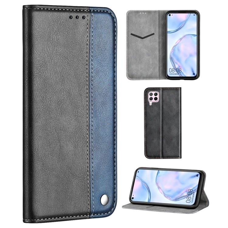 For Huawei P40 Lite Business Solid Color Stitching Multifunctional Horizontal Flip Leather Case with Bracket & Card Slots