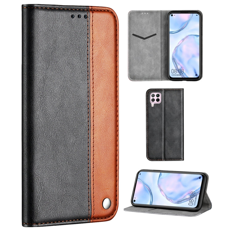 For Huawei P40 Lite Business Solid Color Stitching Multifunctional Horizontal Flip Leather Case with Bracket & Card Slots