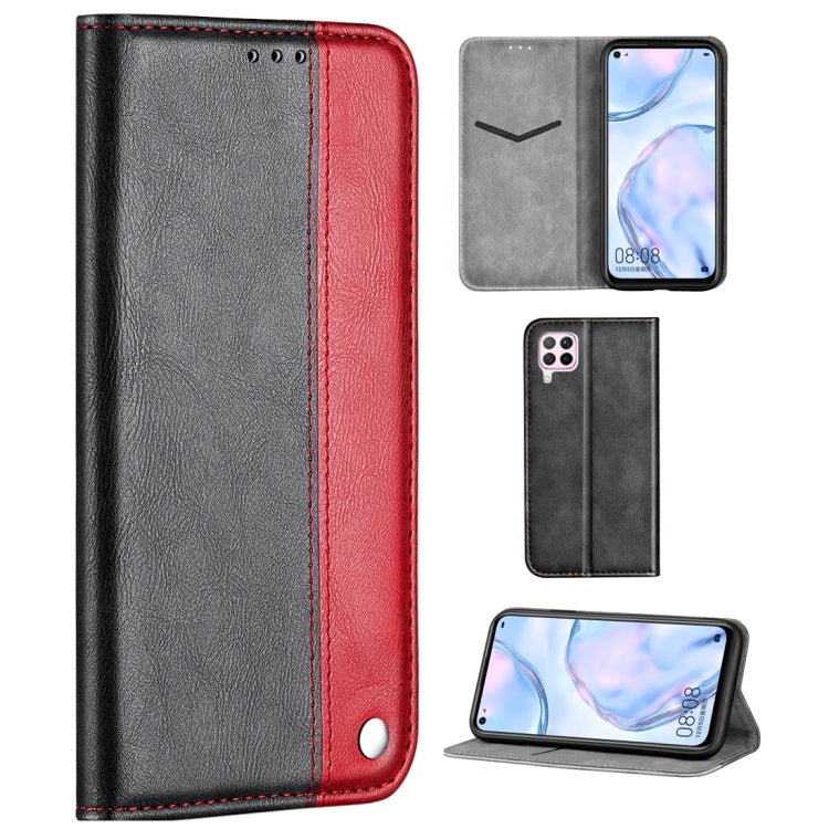 For Huawei P40 Lite Business Solid Color Stitching Multifunctional Horizontal Flip Leather Case with Bracket & Card Slots