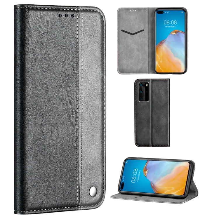 For Huawei P40 Pro Business Solid Color Stitching Multifunctional Horizontal Flip Leather Case with Bracket & Card Slots