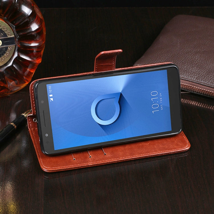 For Alcatel 1C 2019 / 5003D idewei Crazy Horse Texture Horizontal Flip Leather Case with Holder & Card Slots & Wallet