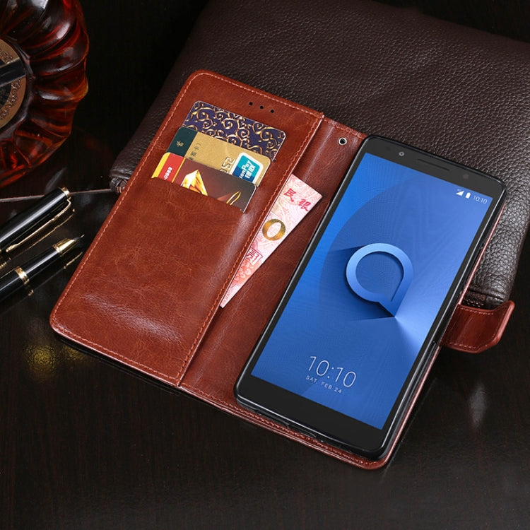 For Alcatel 1C 2019 / 5003D idewei Crazy Horse Texture Horizontal Flip Leather Case with Holder & Card Slots & Wallet