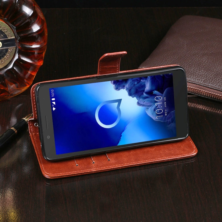 For Alcatel 1S 2019 / 5024D idewei Crazy Horse Texture Horizontal Flip Leather Case with Holder & Card Slots & Wallet