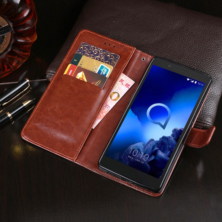 For Alcatel 1S 2019 / 5024D idewei Crazy Horse Texture Horizontal Flip Leather Case with Holder & Card Slots & Wallet