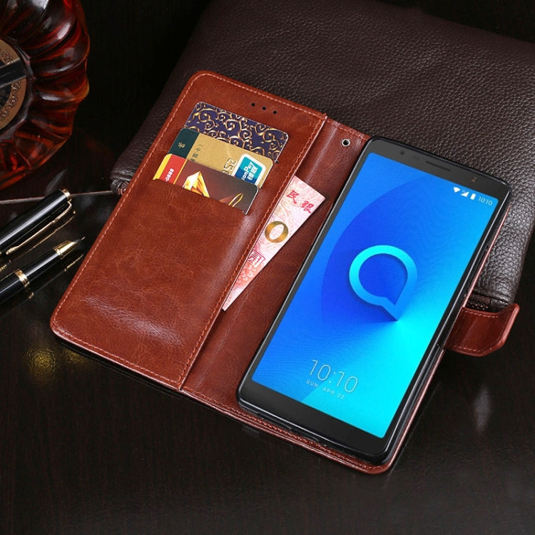 For Alcatel 3C / 3C Dual / 5026D idewei Crazy Horse Texture Horizontal Flip Leather Case with Holder & Card Slots & Wallet