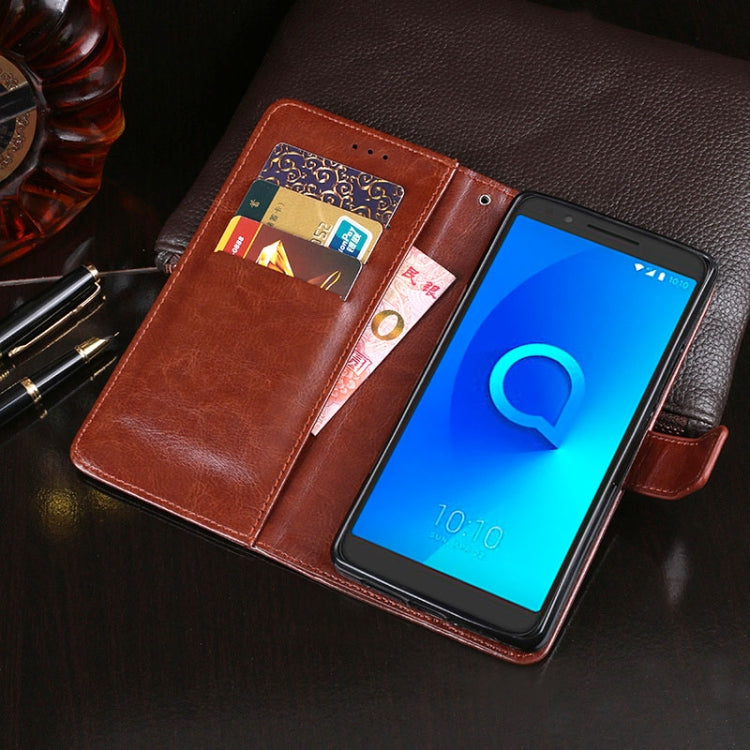 For Alcatel 3L / 5034D idewei Crazy Horse Texture Horizontal Flip Leather Case with Holder & Card Slots & Wallet