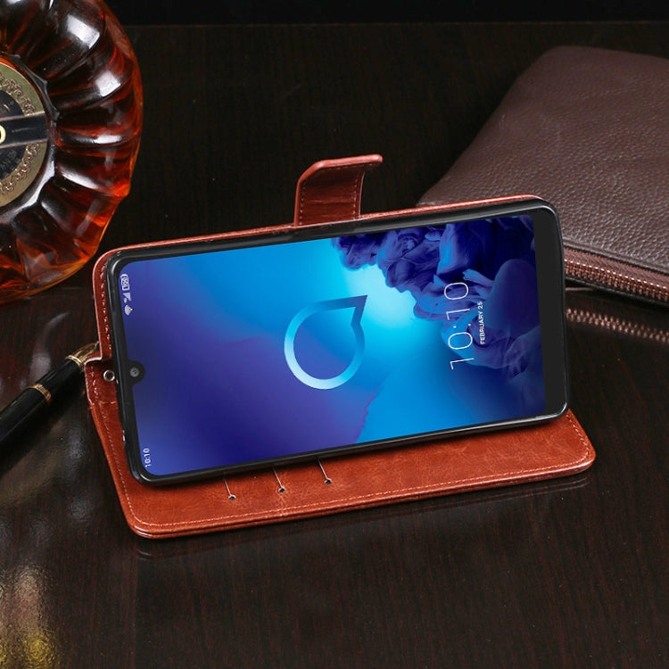 For Alcatel 3L 2019 / 5039D idewei Crazy Horse Texture Horizontal Flip Leather Case with Holder & Card Slots & Wallet