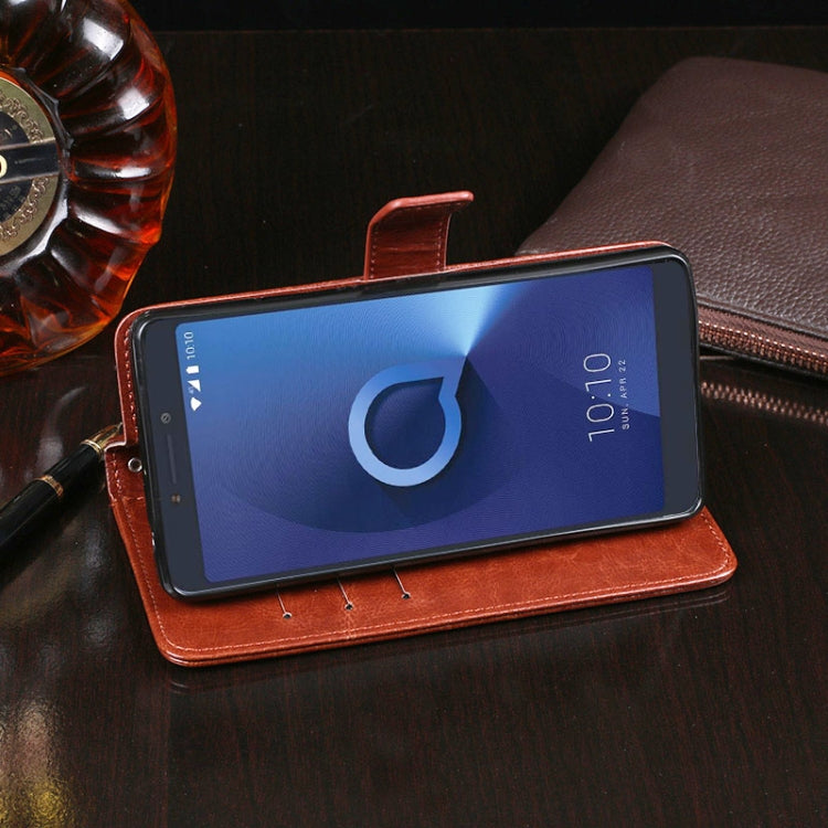 For Alcatel 3V / 5099D / 5099A idewei Crazy Horse Texture Horizontal Flip Leather Case with Holder & Card Slots & Wallet