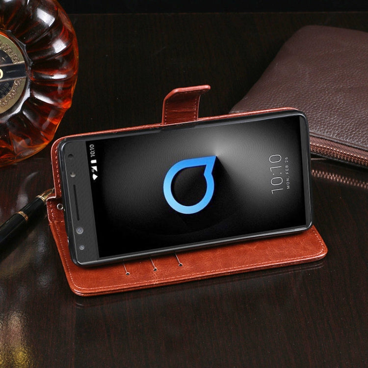 For Alcatel 5 / 5086A / 5086Y/5086D idewei Crazy Horse Texture Horizontal Flip Leather Case with Holder & Card Slots & Wallet