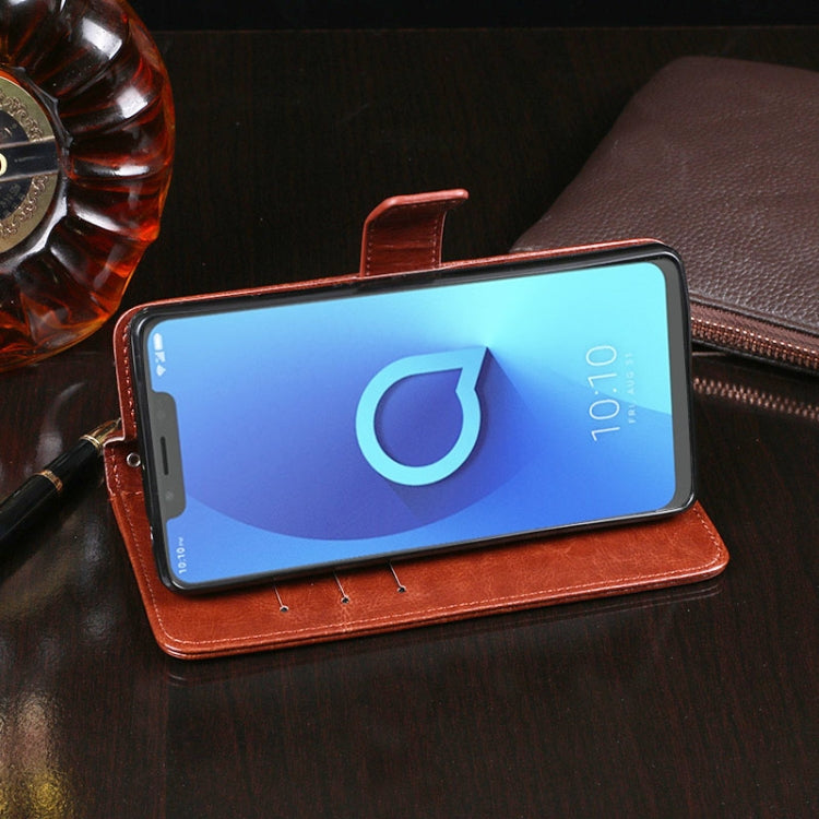 For Alcatel 5V / 5060D idewei Crazy Horse Texture Horizontal Flip Leather Case with Holder & Card Slots & Wallet