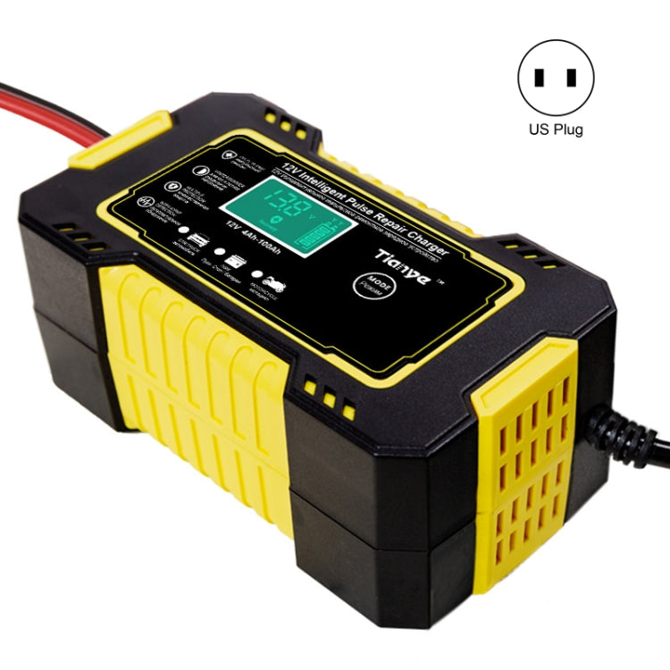 Motorcycle / Car Battery Smart Charger with LCD Creen, Plug Type:US Plug(Yellow)