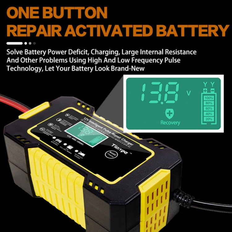 Motorcycle / Car Battery Smart Charger with LCD Creen, Plug Type:EU Plug(Yellow)