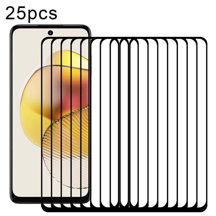 For Motorola Moto G73 25pcs Full Glue Full Screen Tempered Glass Film