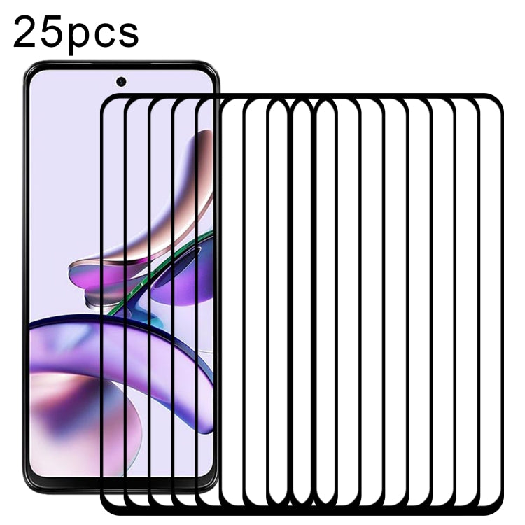 For Motorola Moto G13 25pcs Full Glue Full Screen Tempered Glass Film
