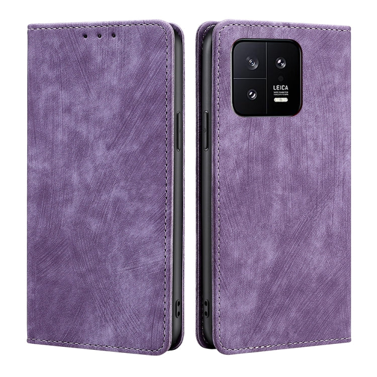 For Xiaomi 13 RFID Anti-theft Brush Magnetic Leather Phone Case