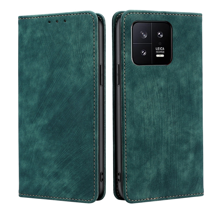 For Xiaomi 13 RFID Anti-theft Brush Magnetic Leather Phone Case