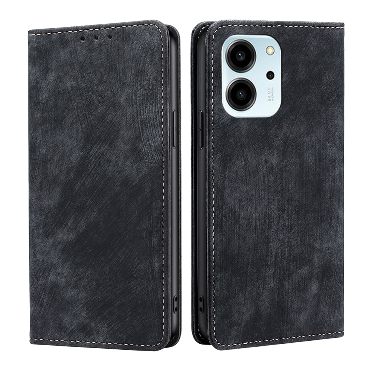 For Honor 80 SE RFID Anti-theft Brush Magnetic Leather Phone Case