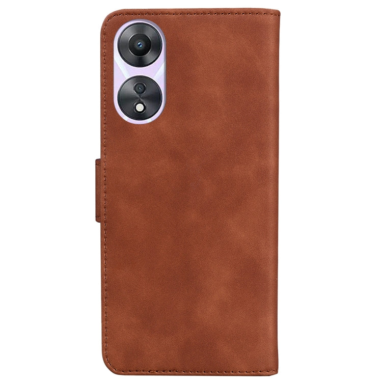 For OPPO A58 Skin Feel Pure Color Flip Leather Phone Case