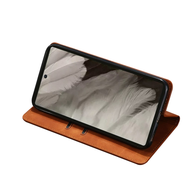 For Google Pixel 7a Skin Feel Magnetic Horizontal Flip Leather Phone Case