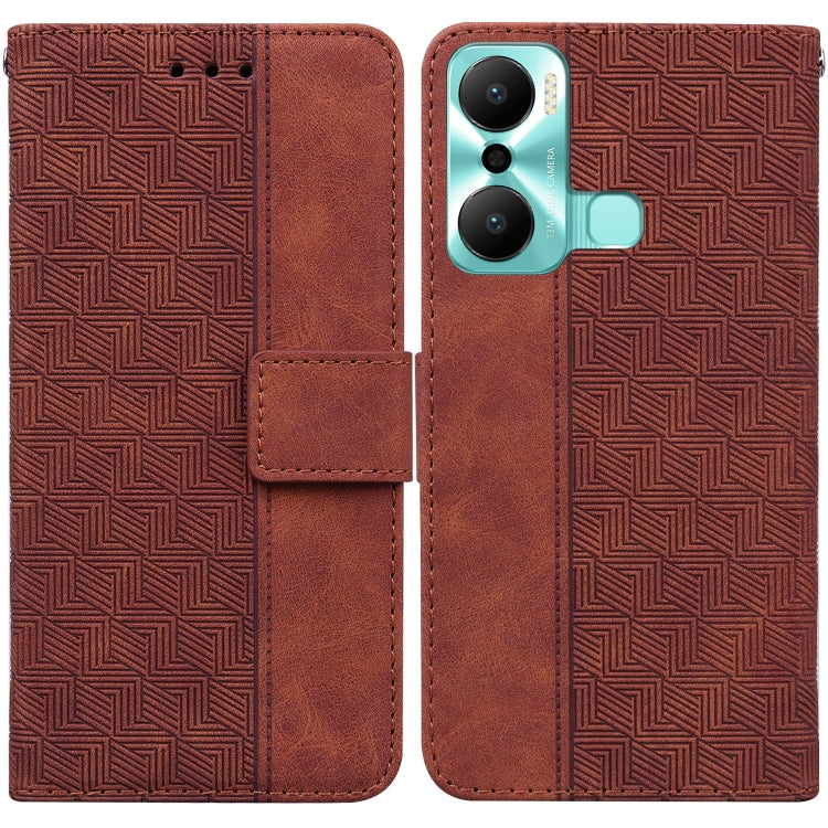 For Infinix Hot 20 Play Geometric Embossed Flip Leather Phone Case