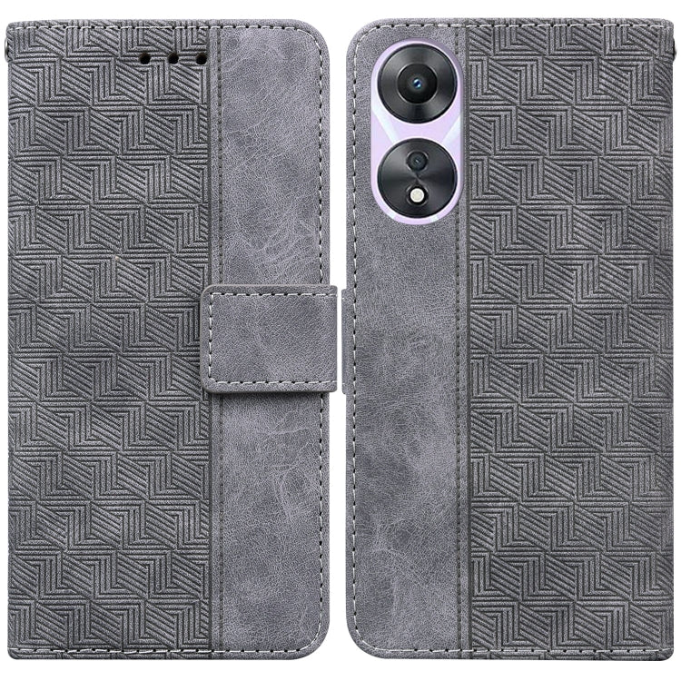 For OPPO A58 Geometric Embossed Flip Leather Phone Case