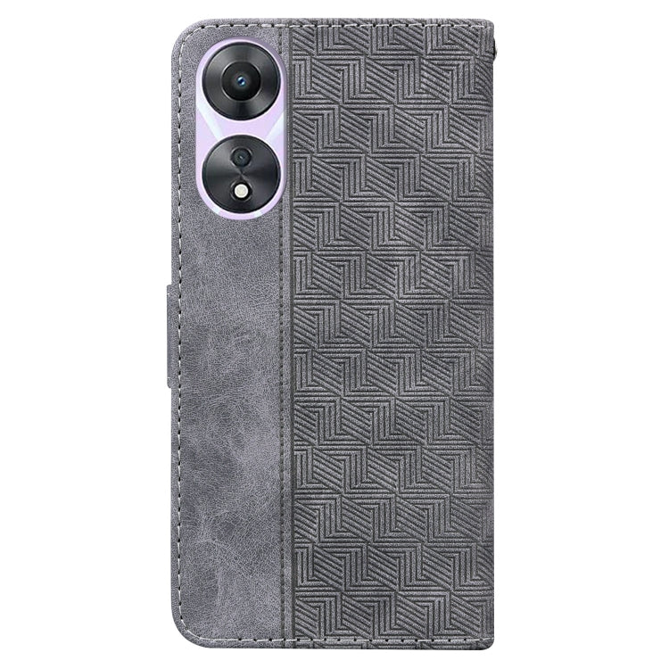 For OPPO A58 Geometric Embossed Flip Leather Phone Case