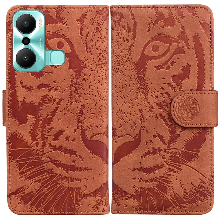 For Infinix Hot 20 Play Tiger Embossing Pattern Flip Leather Phone Case