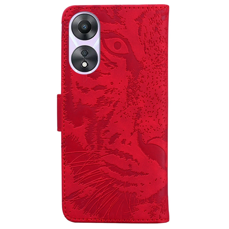 For OPPO A58 Tiger Embossing Pattern Flip Leather Phone Case