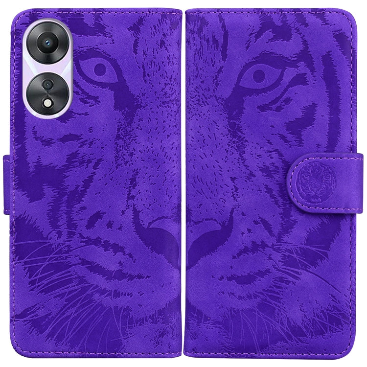 For OPPO A58 Tiger Embossing Pattern Flip Leather Phone Case